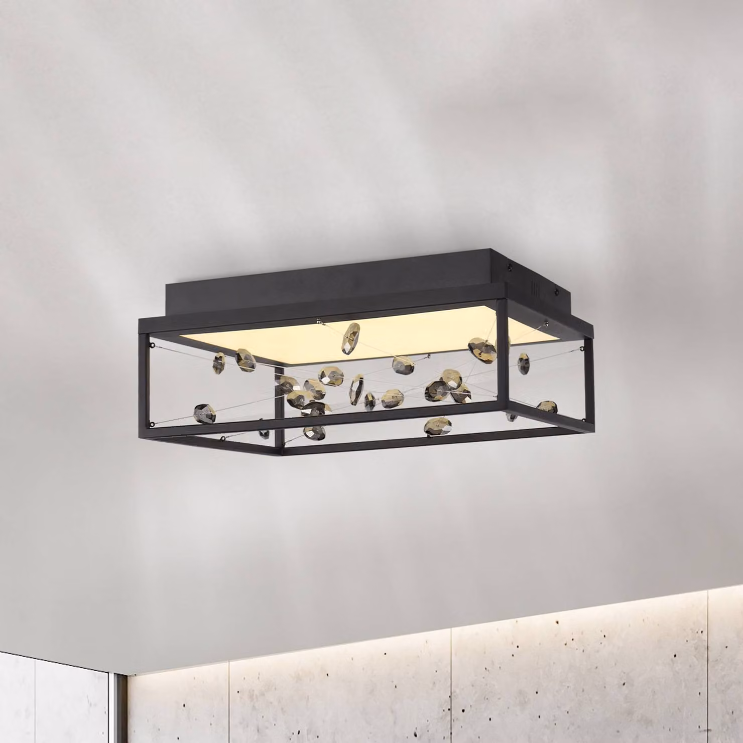 Paul Neuhaus Plafoniera soffitto SKINA, dimmerabile, Nero, Soggiorno / Sala da pranzo, Metallo, Moderno, Plafoniera
