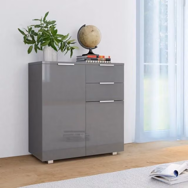 Credenza Buffet Design Mania Grigia Lucida per Cucina o Soggiorno L: 71 cm, P: 35 cm, H: 80 cm – 1