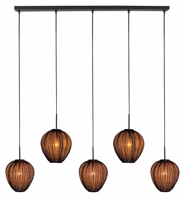 Lampada a sospensione - nero - HaloSwap - metallo tessile - grande lampada da tavolo da pranzo - E27 - 4287ZW - Mexlite