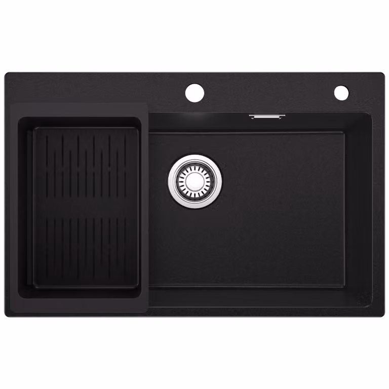 Lavello da cucina, materiale composito in granito, design ergonomico, colore nero