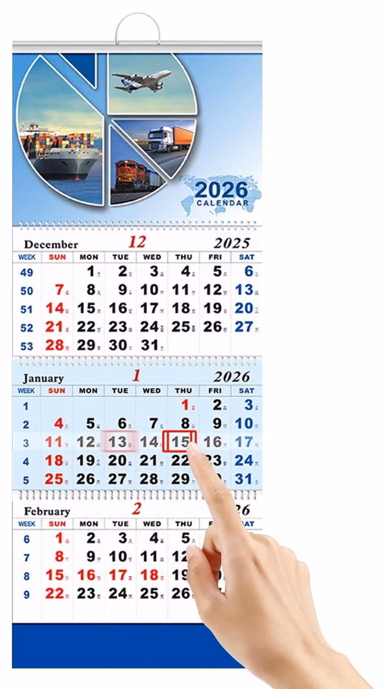 Calendario da parete trimestrale per la casa