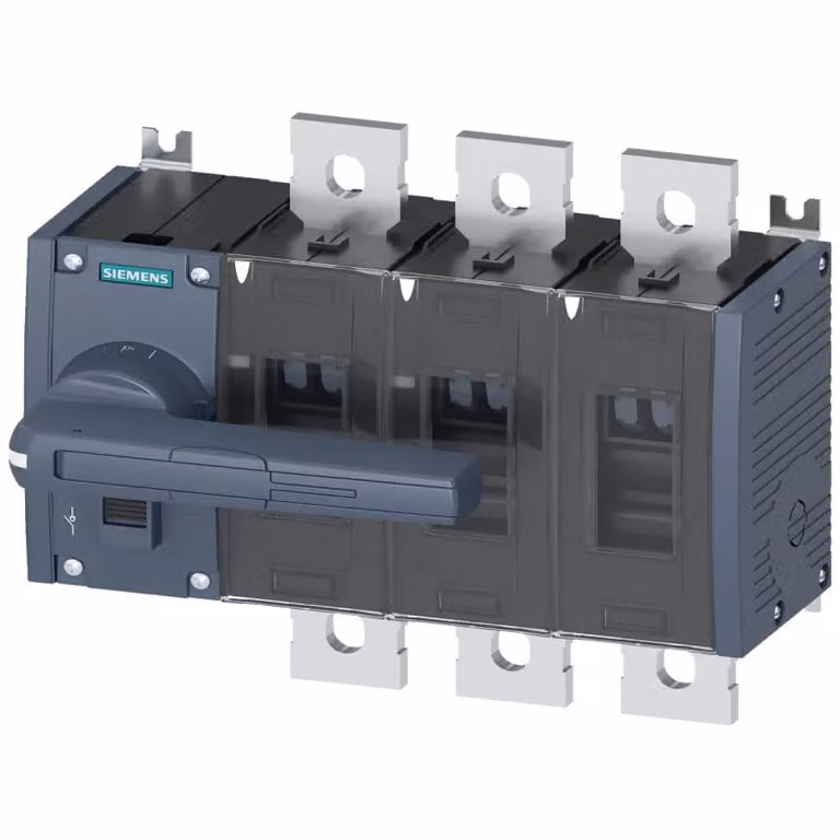 Sezionatore Siemens 500 A, serie 4, a 3 poli, azionamento frontale a sinistra, unità completa 3KD44320QE100