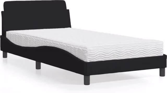 Letto con Materasso Dover vidaXL in Tessuto Nero e Bianco L/P/H: 200 x 100 x 30 cm
