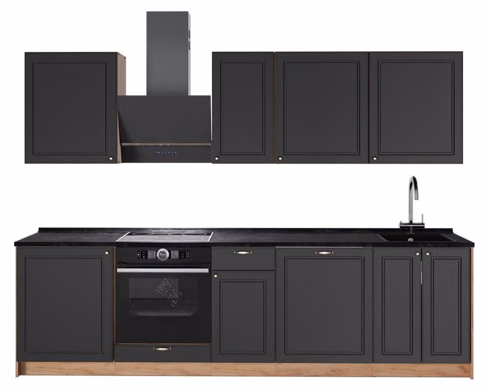 Cucina componibile Vicco Fame-Line Oro-antracite rustico/Rovere dorato 280 cm senza piano di lavoro, Model 64187