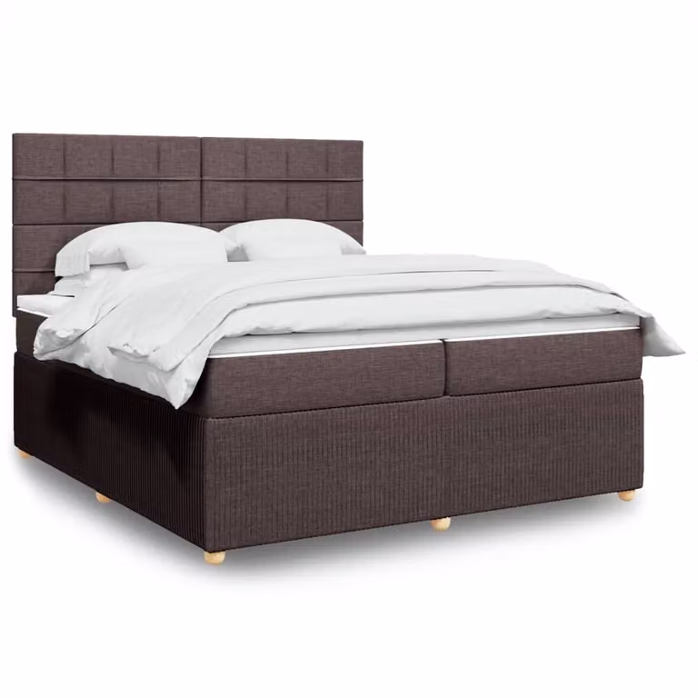 Maison Exclusive - Letto boxspring con materasso marrone scuro 200x200 cm tessuto
