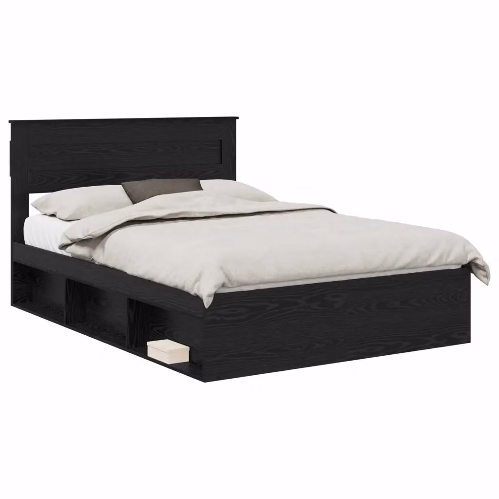 Struttura del letto moderna vidaXL in legno di pino nero L/P: 150 x 200 cm – 2