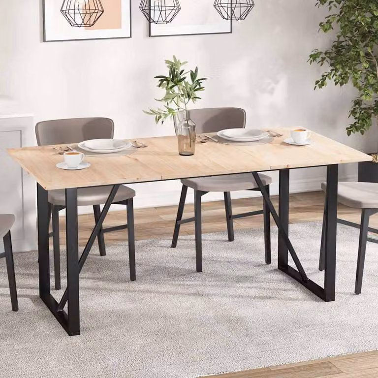 Set di 3 piani per tavolo rettangolari vidaXL in legno massello di pino color marrone/beige, L 80 cm x P 53 cm x H 1,7 cm