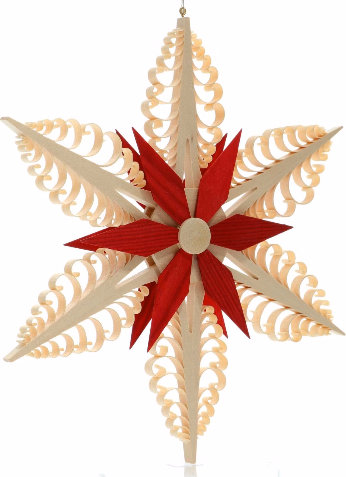 Decorazione per finestre a forma di stella spagnola, con stella centrale rossa, utilizzabile su entrambi i lati. Dimensioni: 24x24x3 cm. Nuovo