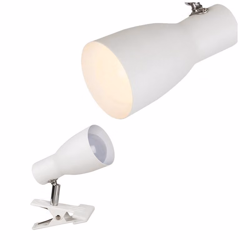 Lampada da parete con clip e interruttore E27 bianco Ebano 6026 Rabalux