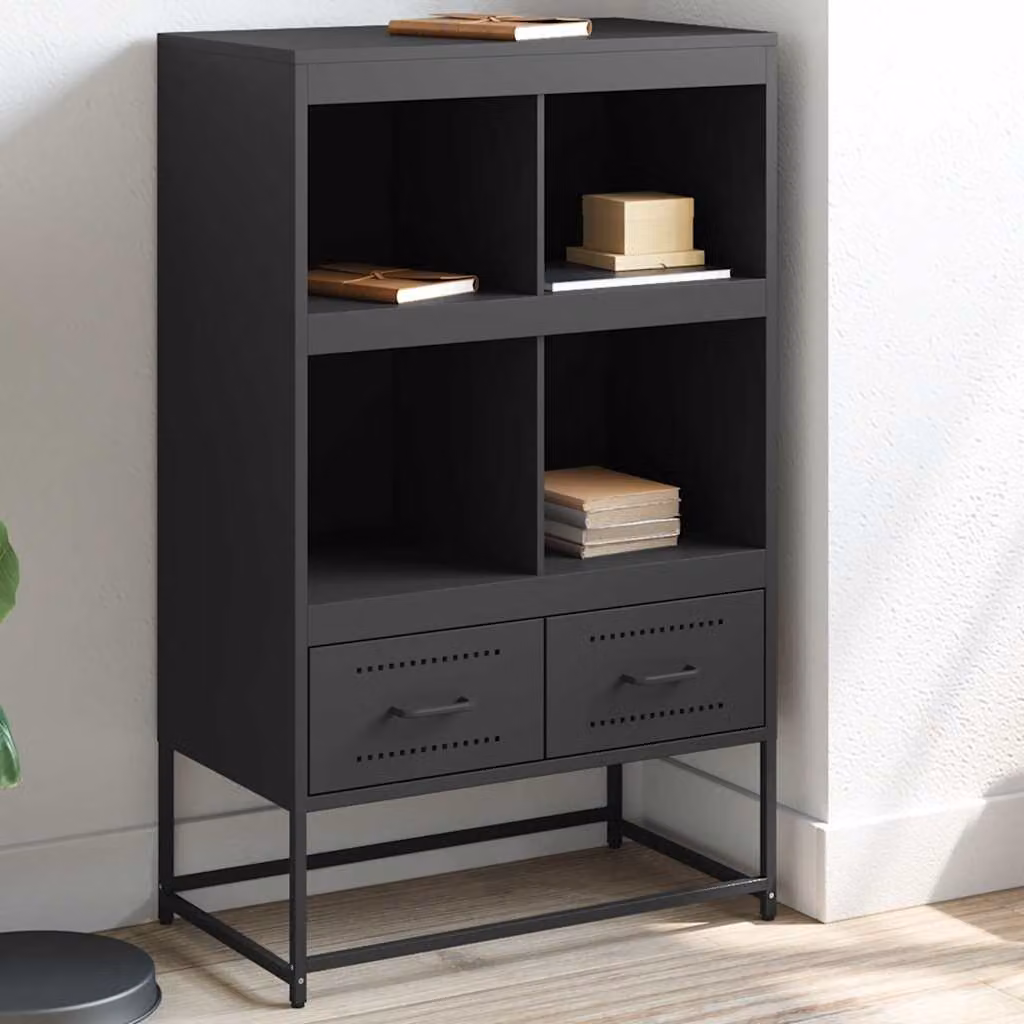 Credenza moderna vidaXL in metallo nera, L 68 cm x P 39 cm x H 111,5 cm