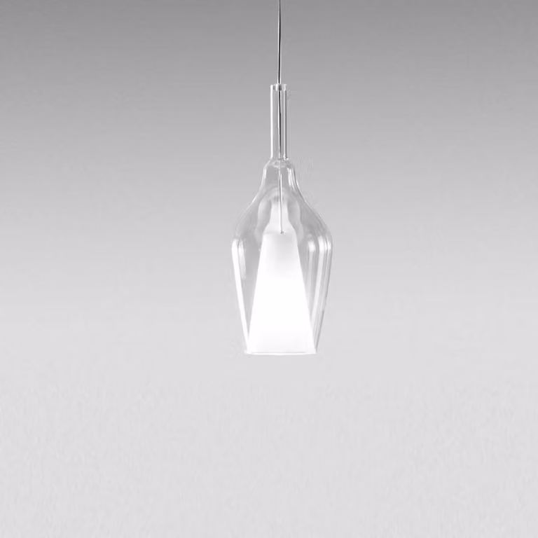 Ofelia S/12 Mini Lampada a Sospensione in Vetro Borosilicato Trasparente con Attacco E27 e Cavo 3 metri per Interni - Gealuce