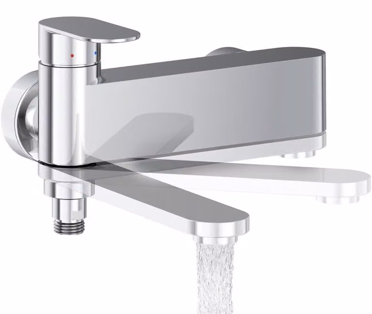 Rubinetto da bagno con doccetta manuale, orientabile, miscelatore monocomando, cromato