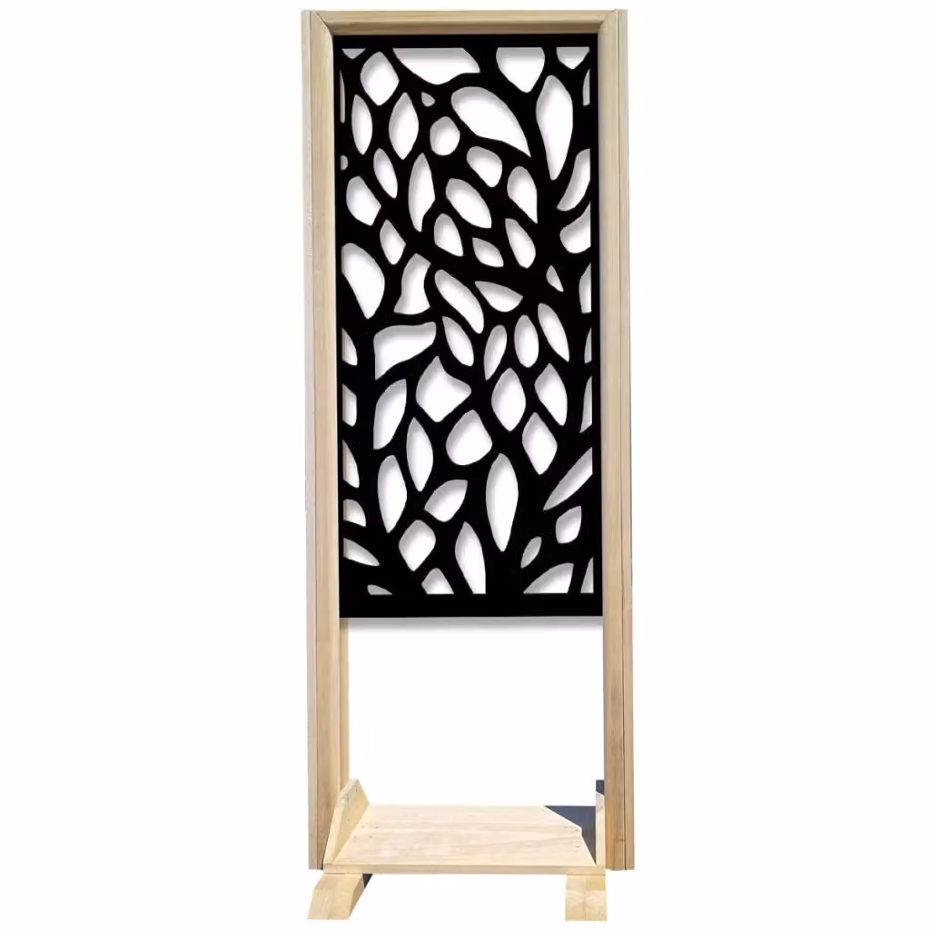 Paravento modulabile Foglie Signorbit in legno e PVC nero L: 70 cm, H: 190 cm, P: 50 cm – 2