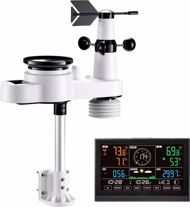 Stazione meteorologica wireless 5 in 1 per interni ed esterni con sensore e display da 7,5 pollici