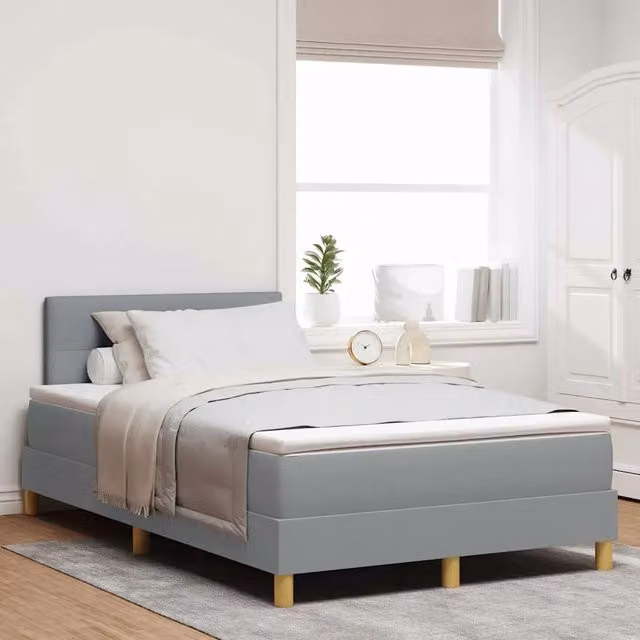 Letto a Sorgente LED Grigio chiaro 120 x 200 cm Tessuto 3342352