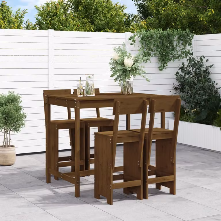 Set Bar da Giardino vidaXL in Legno di Pino Marrone 5 Pezzi