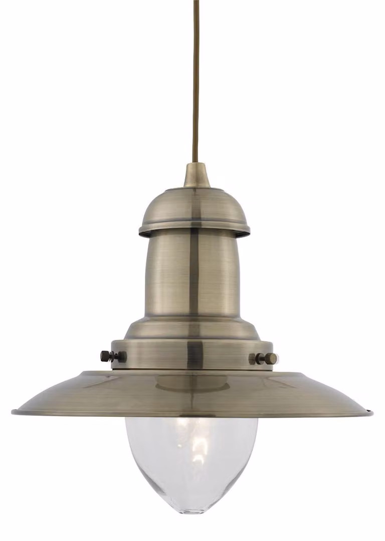 Sospensione Rustico-Country Fisher Man Acciaio Adjustable Vetro 1 Luce E27