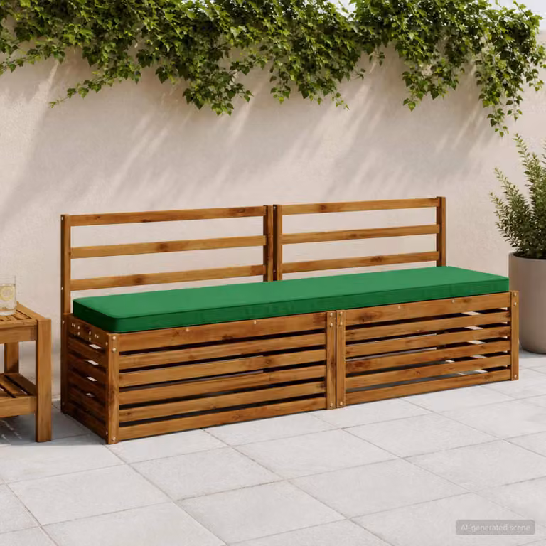 Set di 2 cuscini per panchina vidaXL VUGHT in poliestere verde con rivestimento rimovibile e resistente ai raggi UV