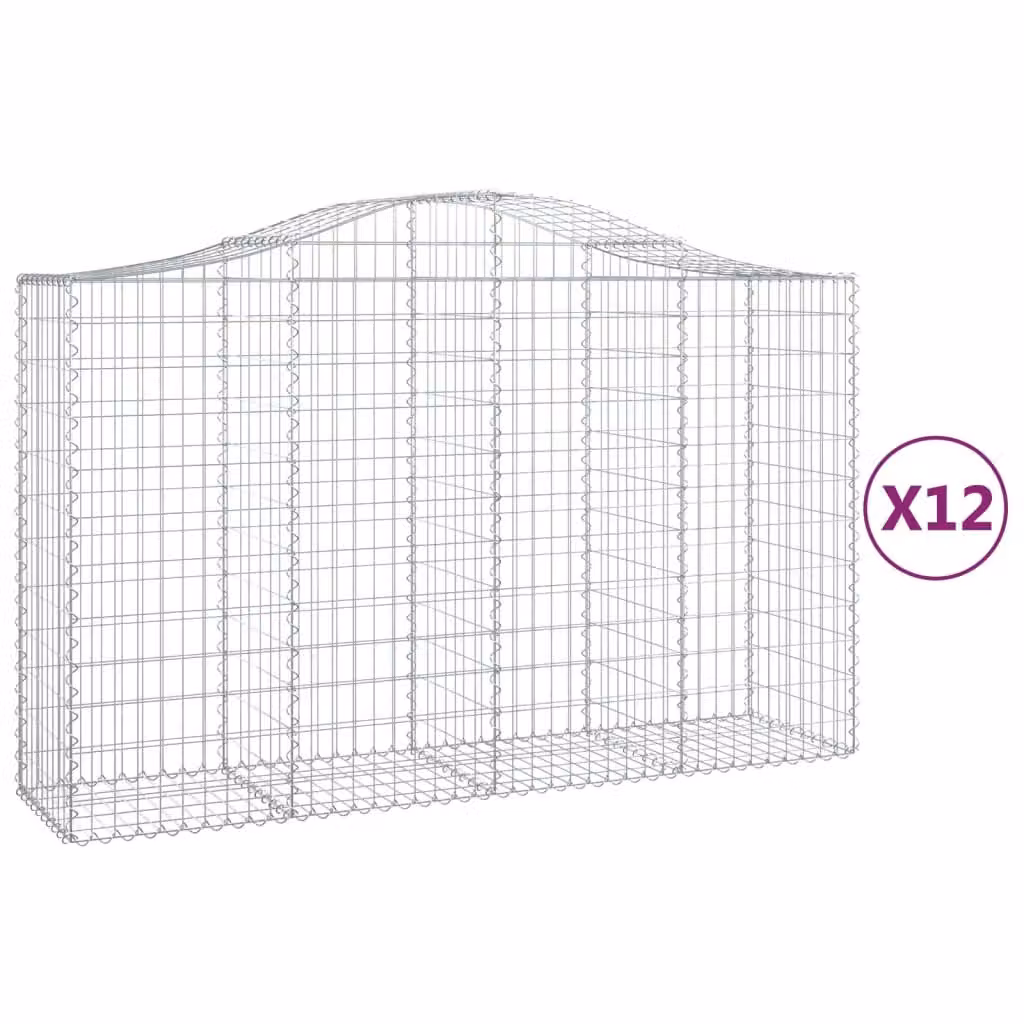 Cesti Gabbioni ad Arco 12 pz 200x50x120/140 cm Ferro Zincato