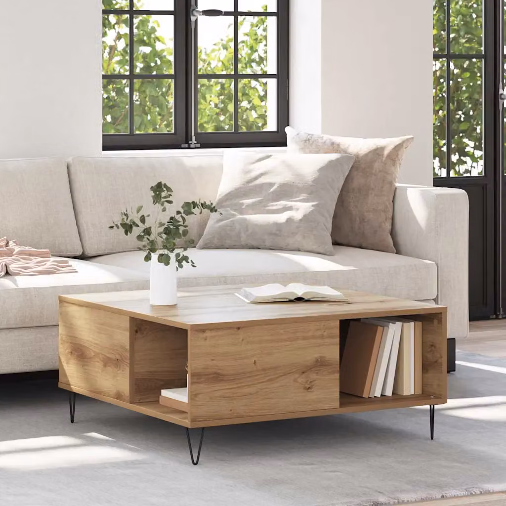 vidaXL Tavolino da salotto moderno in rovere marrone, L 80 x P 80 x H 36,5 cm