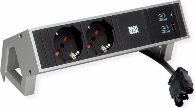 BACHMANN DESK2 2xP40 1xUSB A/C 22W, 0,2m GST18 INOX Italia