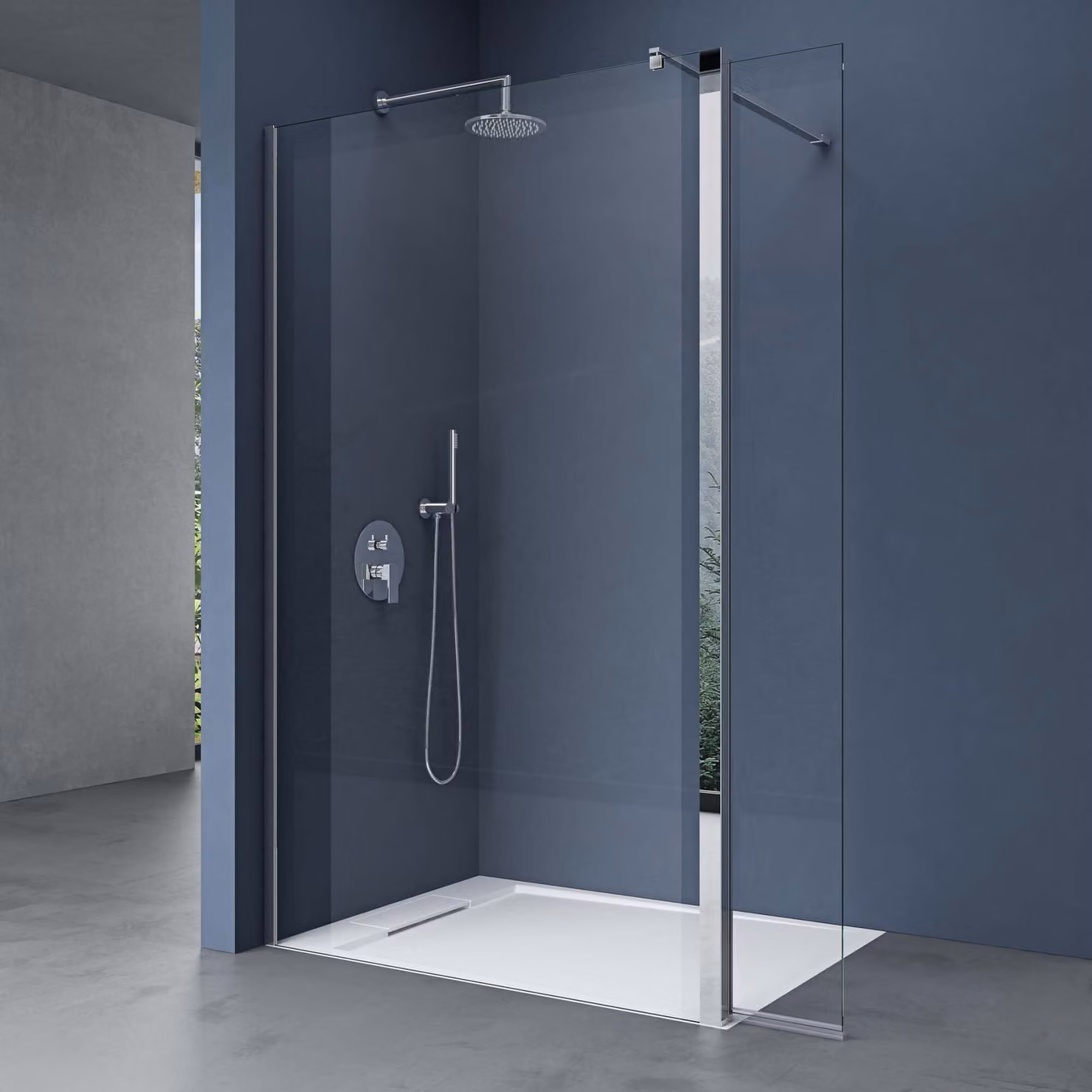 doporro Box Doccia Walk-In 70x200cm con Vetro Laterale 30cm, Parete Doccia Anticalcare in Vetro da 10mm con Braccio Sostegno MMBR1 Telescopico in Acciaio