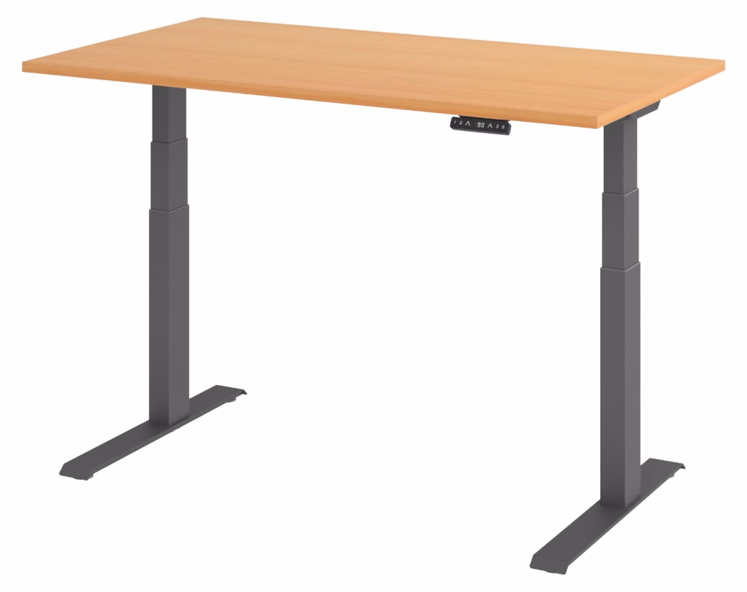Scrivania elettrica bümö modello XDKB - Finitura: noce, struttura: grafite, dimensioni: 140 x 80 cm
