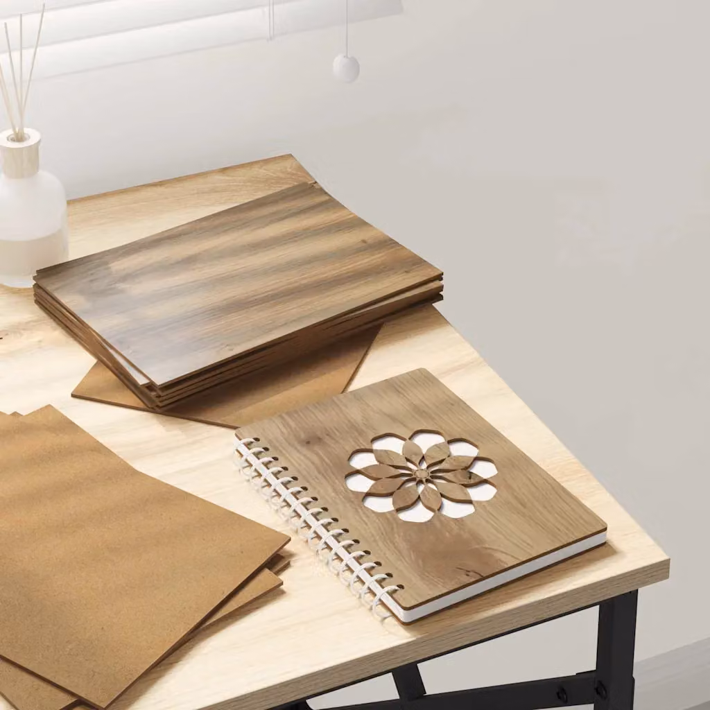 Set di 12 pannelli decorativi vidaXL in legno Rovere Artigianale, colore marrone, L: 21 cm, P: 15 cm, H: 0,27 cm