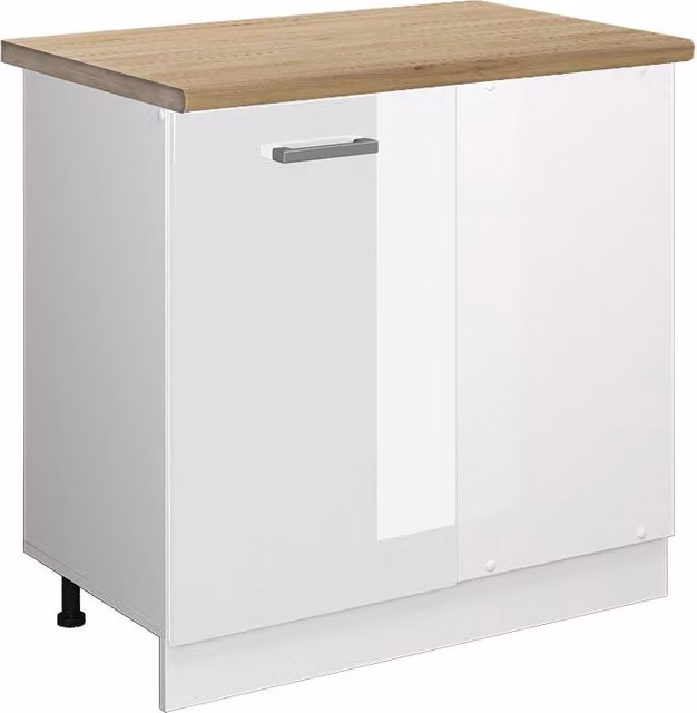 Mobile ad angolo cucina R-Line Bianco lucido/Bianco 86 cm, PL Rovere Vicco