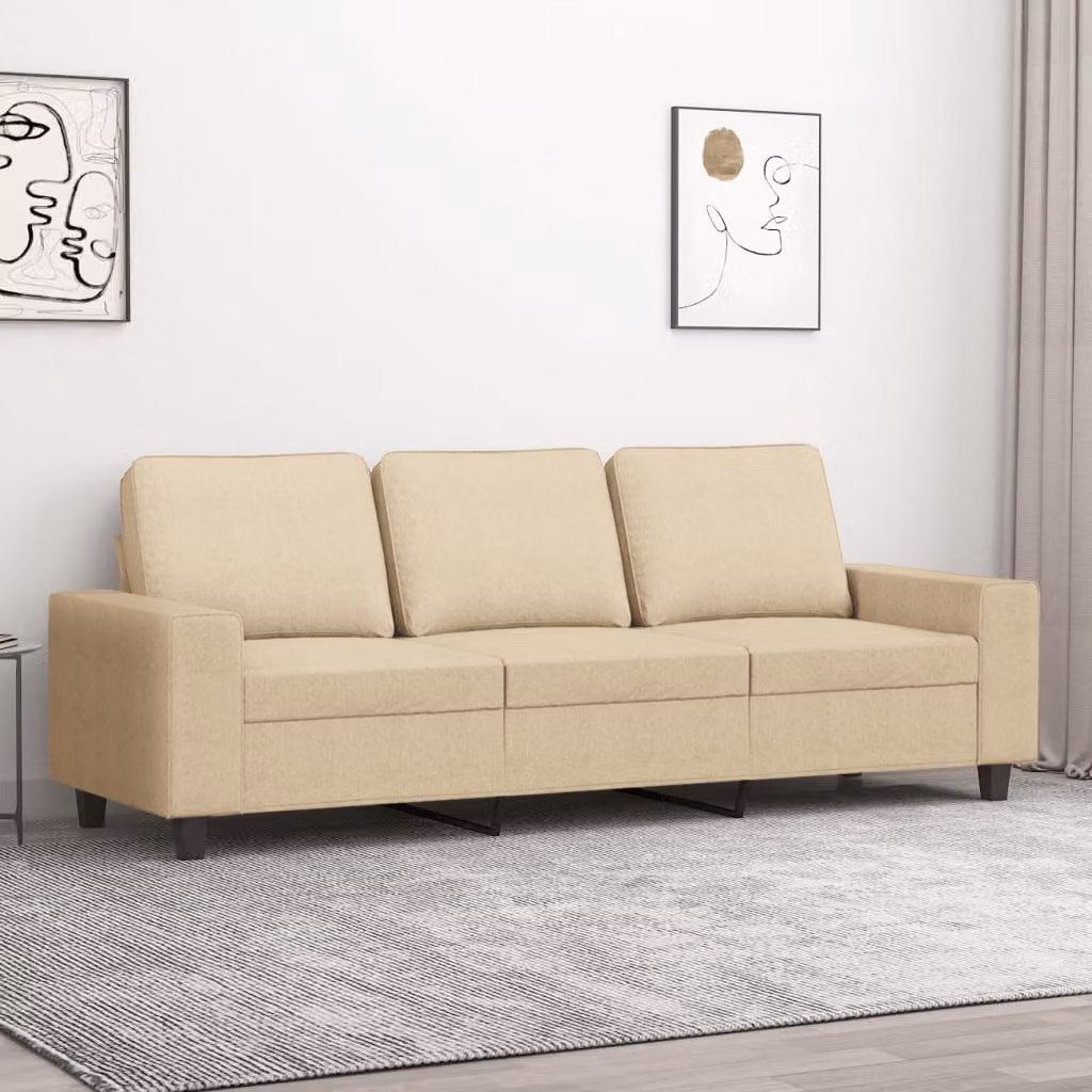 Divano a 3 posti vidaXL in tessuto beige con struttura in metallo per il tuo soggiorno
