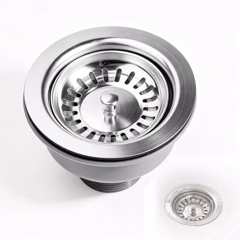 Valvola a cestello per lavello da cucina, diametro 110mm, attacco G1½, acciaio inossidabile 304 e ABS, adatta per lavelli con foro da 83-90mm