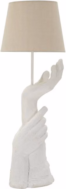 Lampada da Tavolo Life Ø35x93 cm in Resina e Ferro e Tessuto Bianco