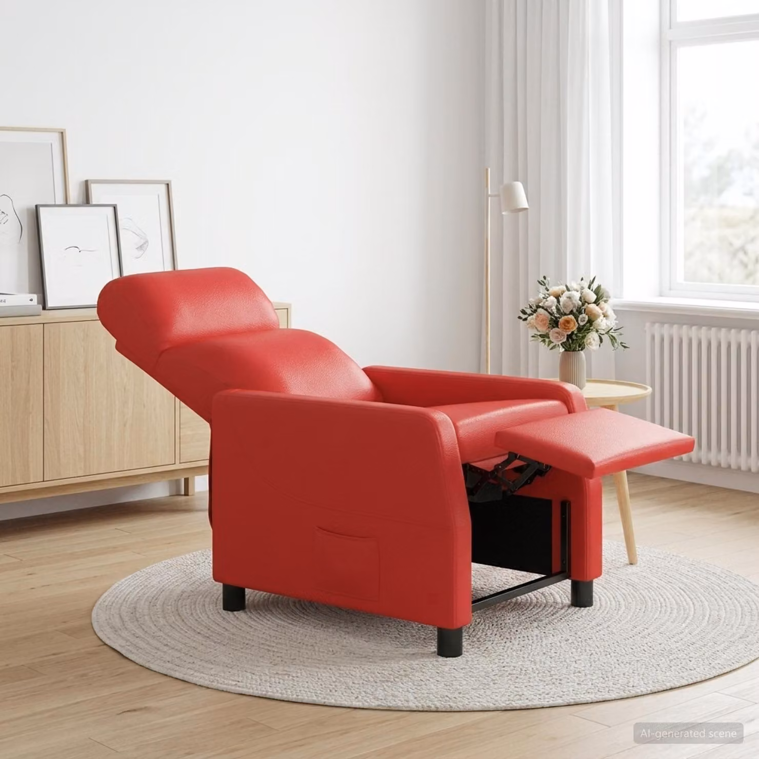 vidaXL Poltrona reclinabile moderna in similpelle rossa con braccioli