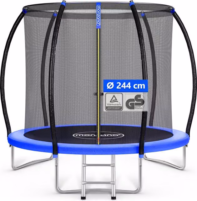 Trampolino Elastico Monzana con Rete di Sicurezza, Colore Antracite, Ø 244 cm, Certificazione GS – 1