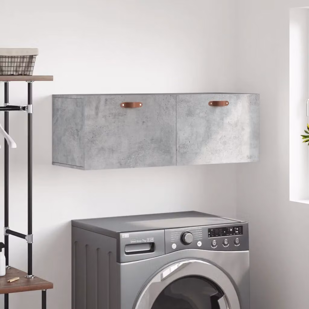 Mobile a parete vidaXL in legno multistrato e MDF, colore grigio cemento, L 100 x P 36,5 x H 35 cm