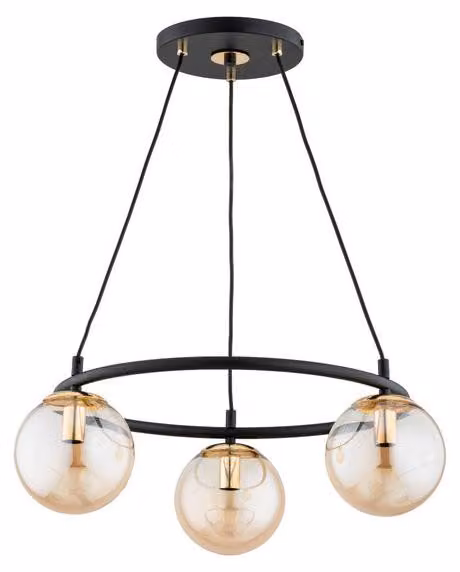 Lampada a sospensione RINGO nero-oro 3xE14x10W in metallo, dimensioni: 66x54x54 cm, IP20, Alfa
