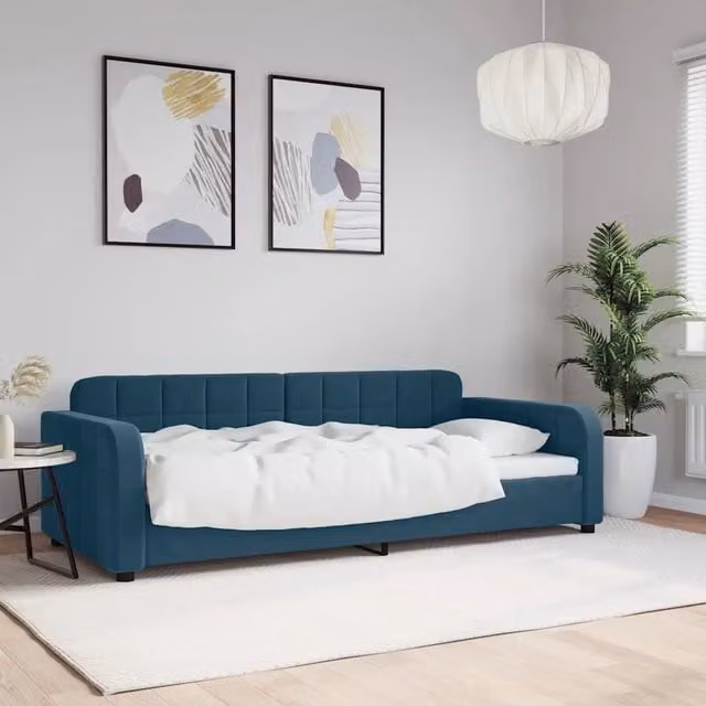 Letto da giorno blu in velluto vidaXL – 1