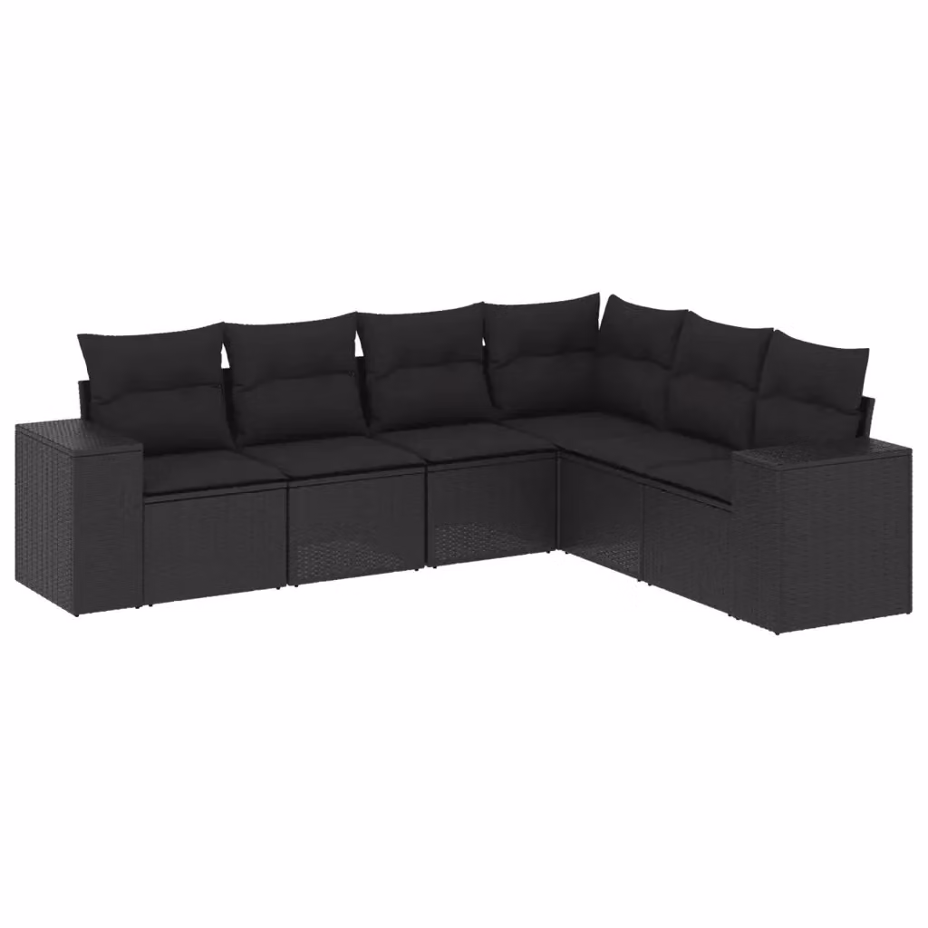 Set Divano da Giardino VIDAXL a L in Polyrattan Nero con 6 Cuscini – 2