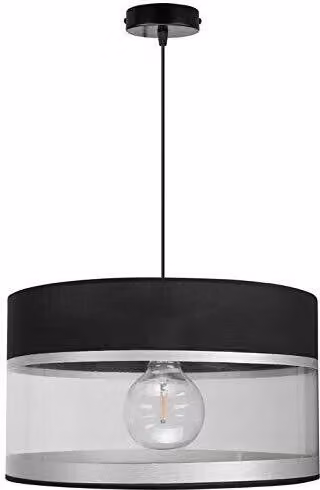 Lampada a sospensione luce a sospensione bella lampada lampada moderna nero grigio bianco rotonda E27 ABH1L (nero-trasparente)