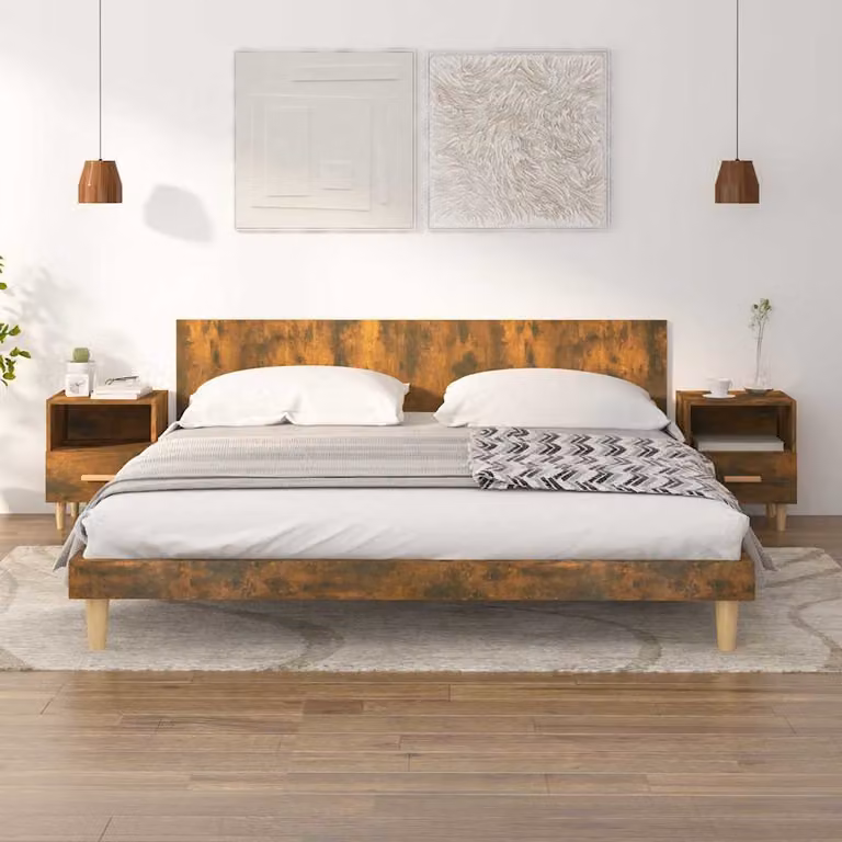 Set di 2 comodini vidaXL in stile scandinavo, colore marrone rovere fumo, L 40 cm x P 35 cm x H 47 cm