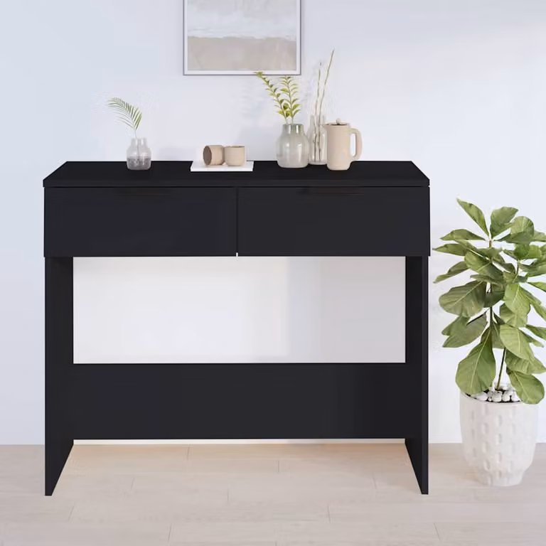 vidaXL Tavolino Consolle Moderno Nero in Legno e MDF L: 90 cm, P: 36 cm, H: 75 cm