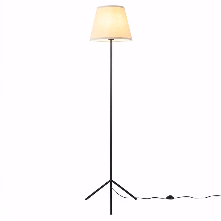 Lampada da terra COSTWAY, 163 cm, con paralume in tessuto, lampada da terra con struttura in metallo a treppiede e interruttore a pedale, lampada da terra E27, lampada da lettura, lampada da terra moderna