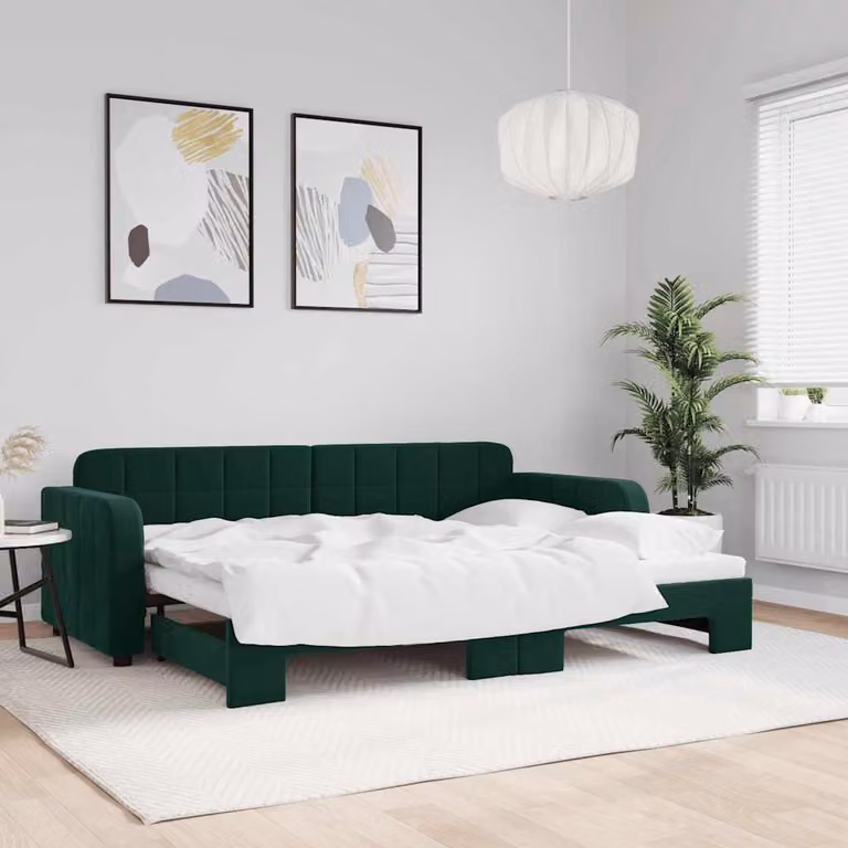 Divano Letto con Letto Estraibile vidaXL in Velluto Verde Scuro