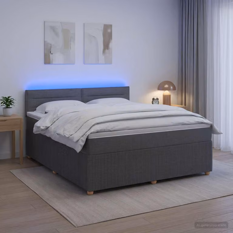 Maison Exclusive - Letto boxspring con materasso grigio scuro 160 x 200 cm tessuto