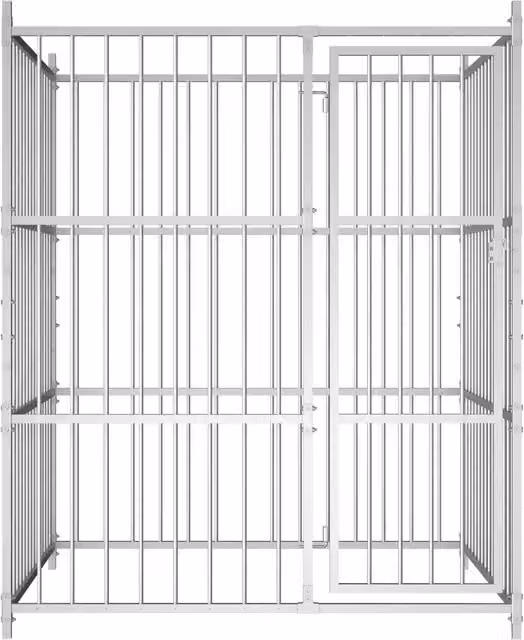 Canile da esterno vidaXL in metallo bianco e argento L/P/H: 150 x 150 x 185 cm