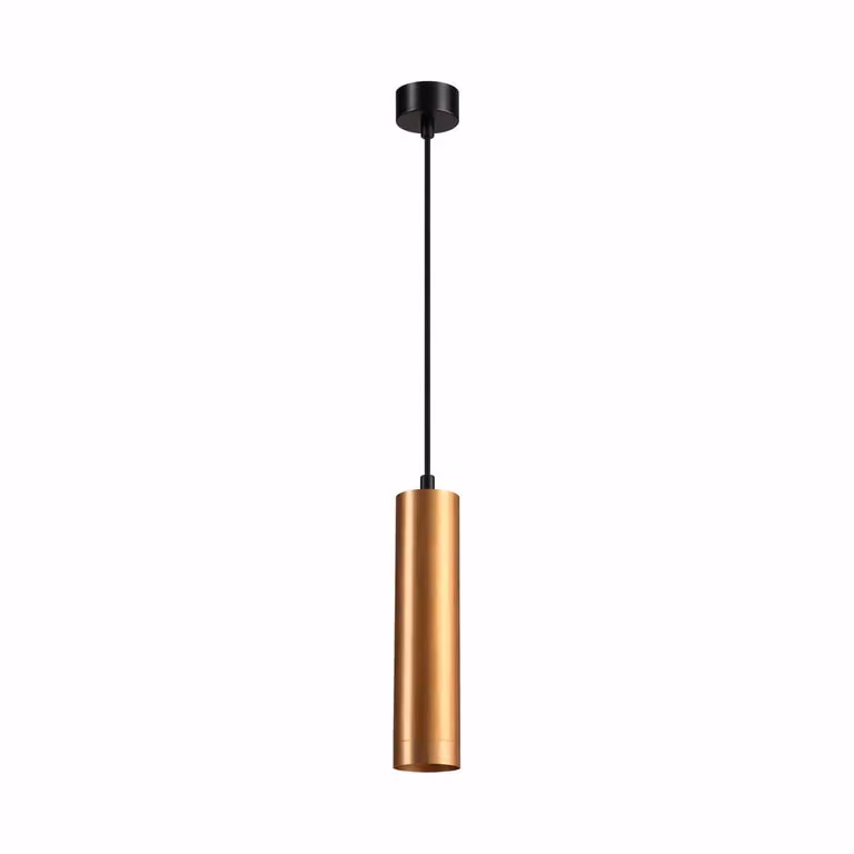 Braytron LED: moderna lampada a sospensione cilindrica in alluminio con attacco GU10, color oro/rame, lampada da cucina o da bancone, Ø60x250 mm