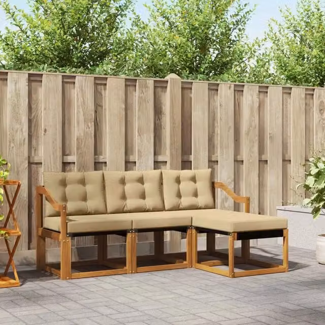 Set di divani da esterno 4 pz Naturale e Beige 3368556