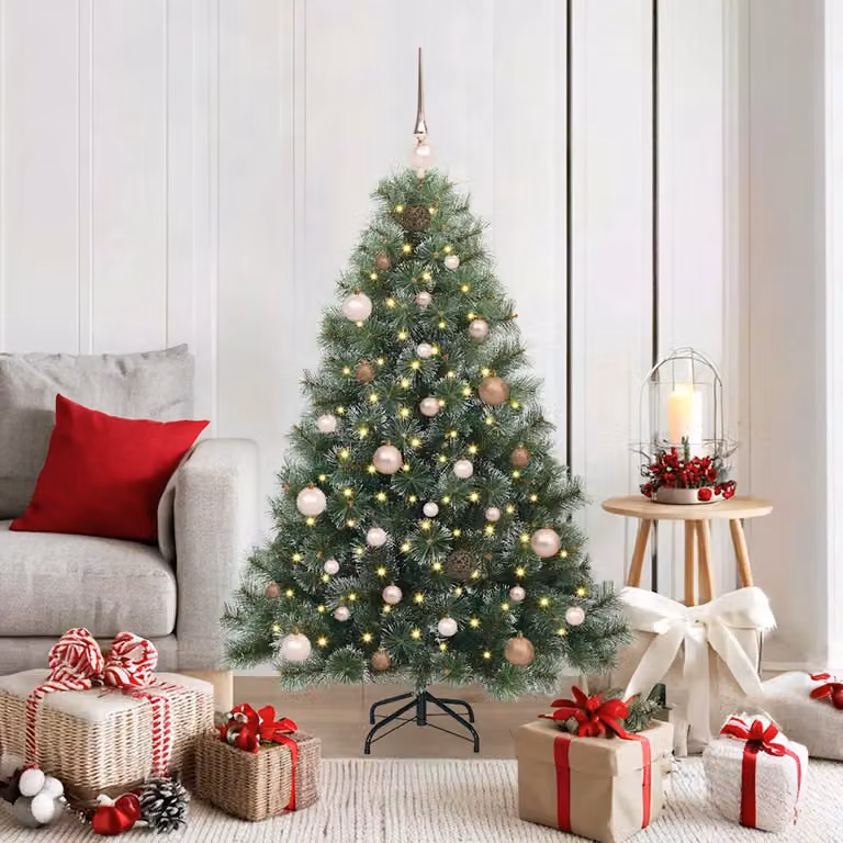 Albero di Natale artificiale verde vidaXL con 150 LED luce bianca calda in PE e PVC, Altezza: 150 cm