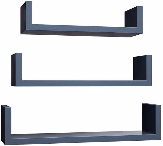 Set di listelli da parete, 3 pezzi, 30/35/40 cm, portata 10 kg, grigio lucido