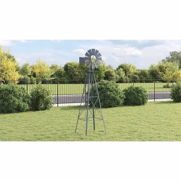 Mulino a vento vidaXL in metallo grigio, L 84 cm x P 68 cm x H 245 cm